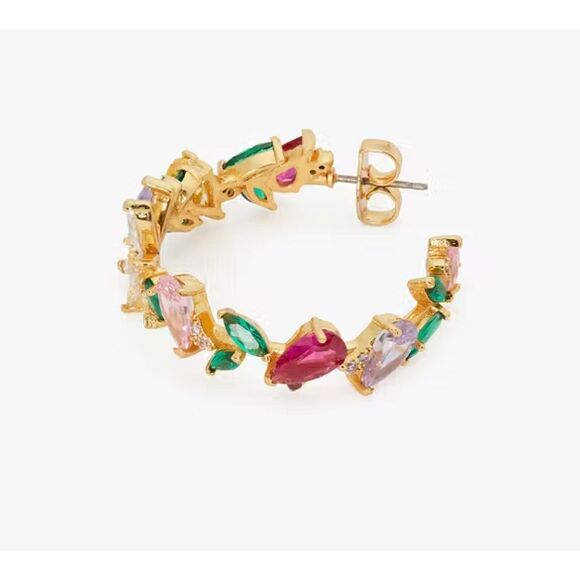 Kate Spade NEW earrings - Greenhouse floral hoops - Picture 6 of 8